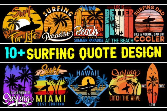 10 Trendy Summer Surfing Graphics for T-Shirt Designs
