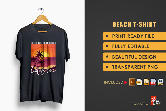 Beach T-shirt Endless Summer California Graphics & Print Templates