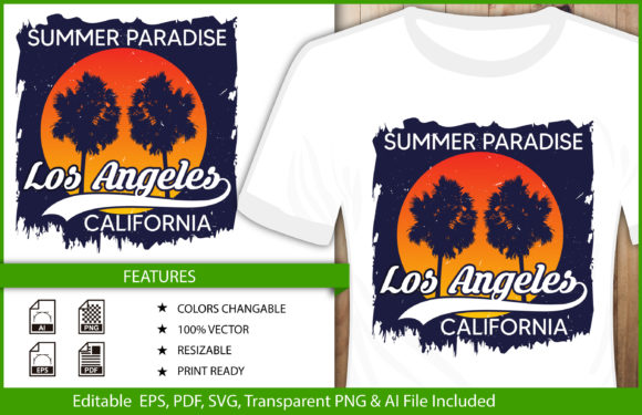 Los Angeles Summer Time T-Shirt Designs for Crafters