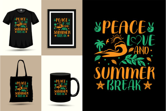 Peace Love Summer Break: Graphics & T-Shirt Designs