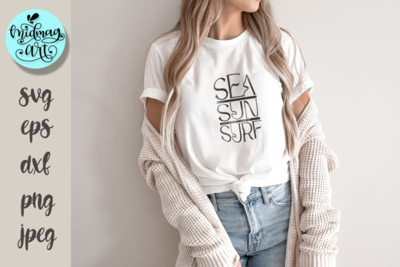 Sea Sun Surf SVG Graphics for Summer T-Shirt Designs