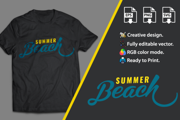 Summer Beach: A Vibrant Embroidery Design for T-Shirts