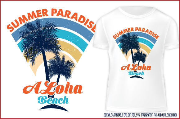 Summer Paradise Aloha Beach Graphics for T-Shirt Designs