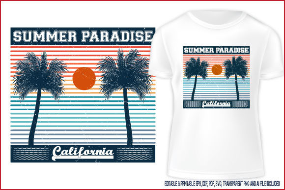 Summer Paradise California T-shirt: A Vibrant Graphics Asset