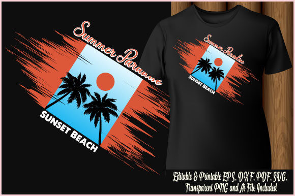Summer Paradise Sunset Beach T-shirt: A Vibrant Graphics Asset
