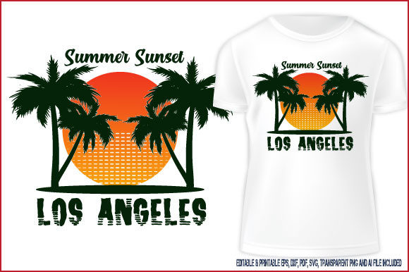 Summer Sunset Los Angeles T-shirt Design
