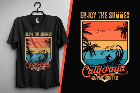 Summer Surfing Graphics for Print Templates