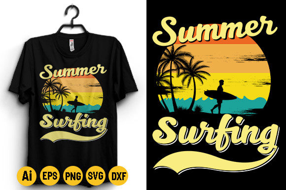 Summer Surfing T-shirt Design Template Review