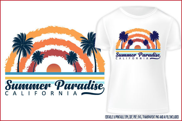 T-shirt Summer Paradise California: A Vibrant Graphics Asset